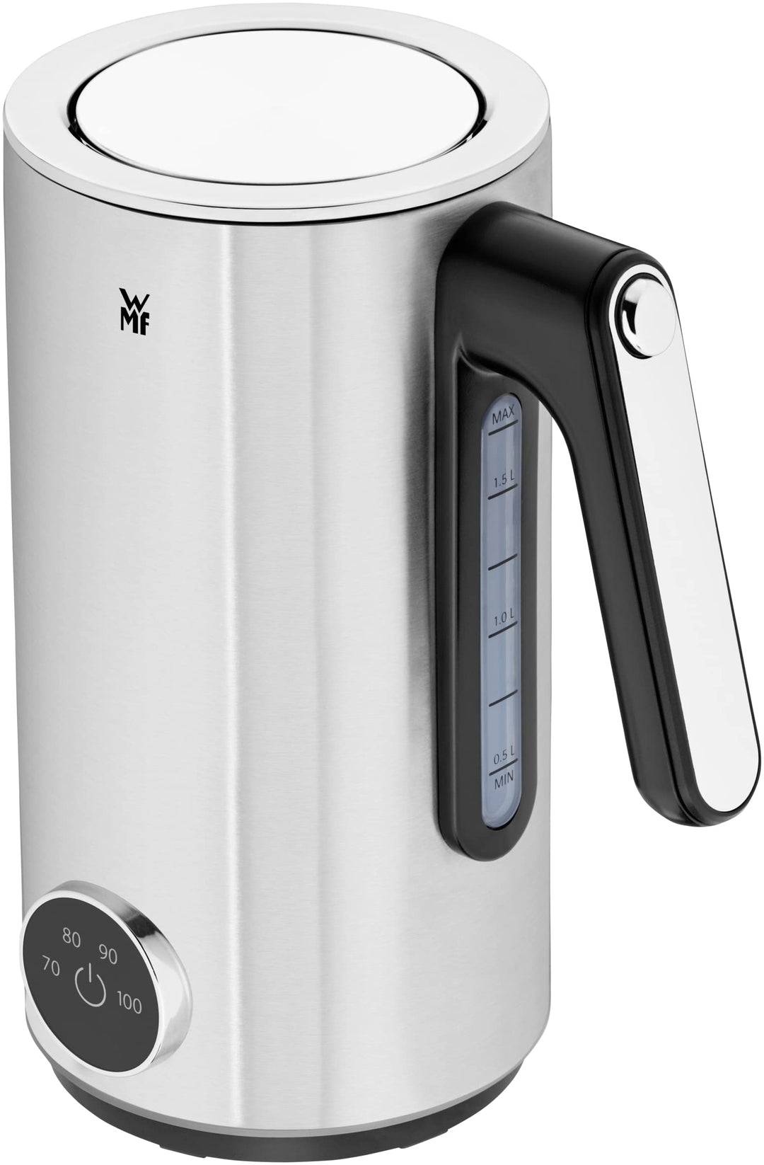 WMF Lumero Wasserkocher mit Temperatureinstellung 1,6l, elektrischer Wasserkocher Edelstahl-Kalkfilt