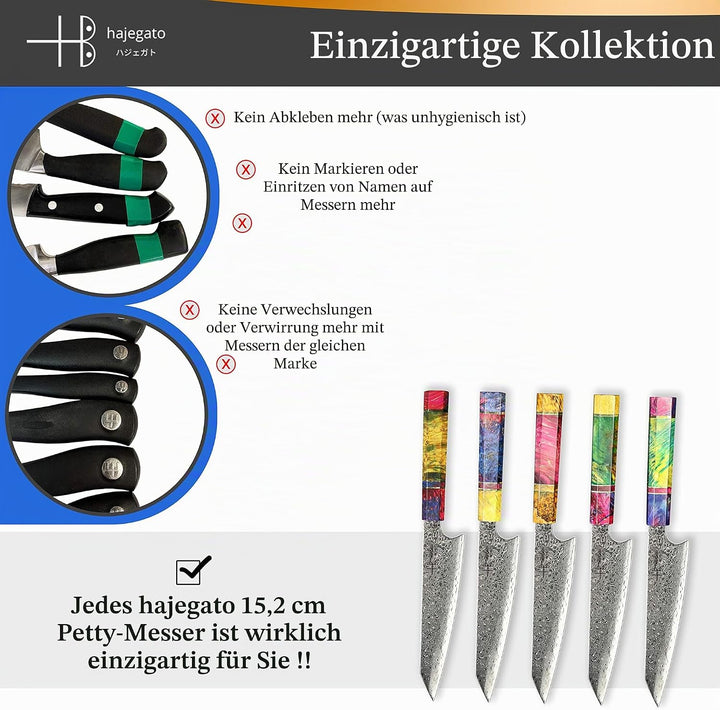 Hajegato Damastmesser Küchenmesser Einzigartiges Griff Kochmesser Profi Messer Japanisches Messer Vg