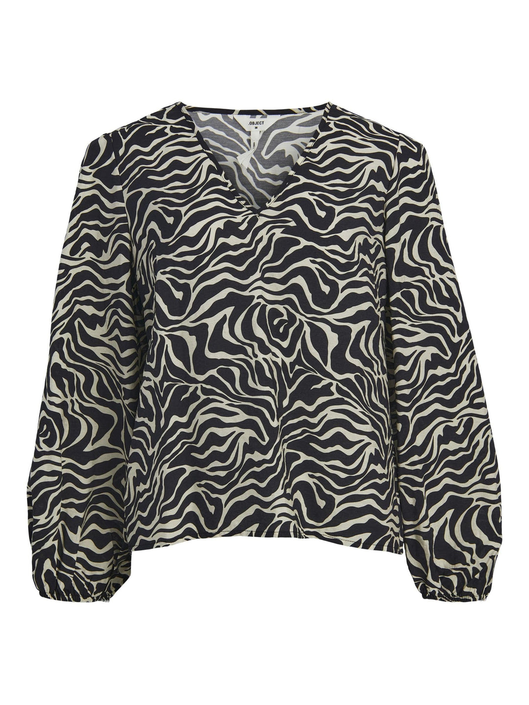 Object Damen Objleonora L/S V-Neck Top Noos Bluse, 36 Schwarz
