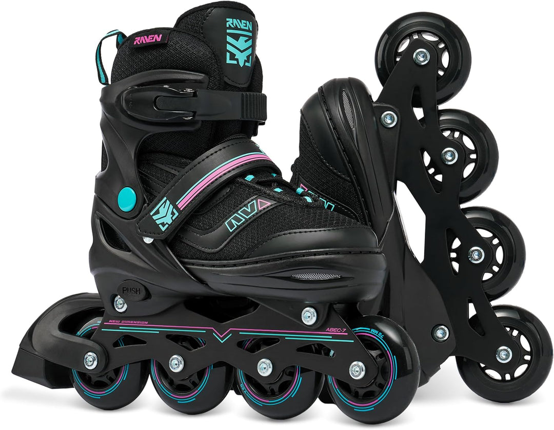 Raven Verstellbare Inline Skates Drill optional als 2in1 - Kugellager Carbon Abec7 - DSAS - Double-S