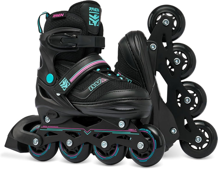 Raven Verstellbare Inline Skates Drill optional als 2in1 - Kugellager Carbon Abec7 - DSAS - Double-S