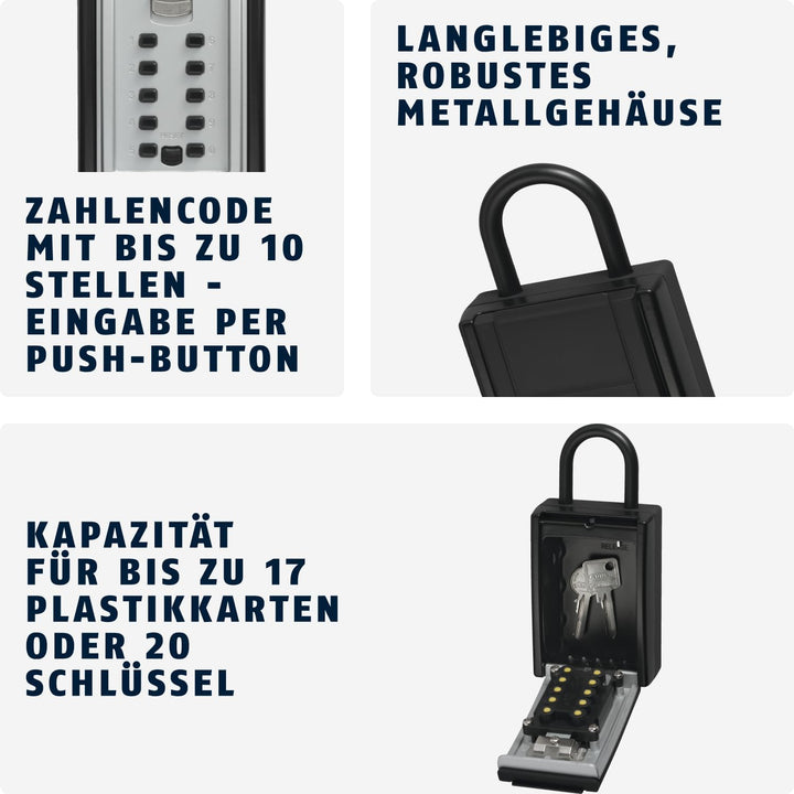 ABUS KeyGarage 777 - Schlüsselbox mit Bügel zur Befestigung - mit Tastencode - für Schlüssel oder kl