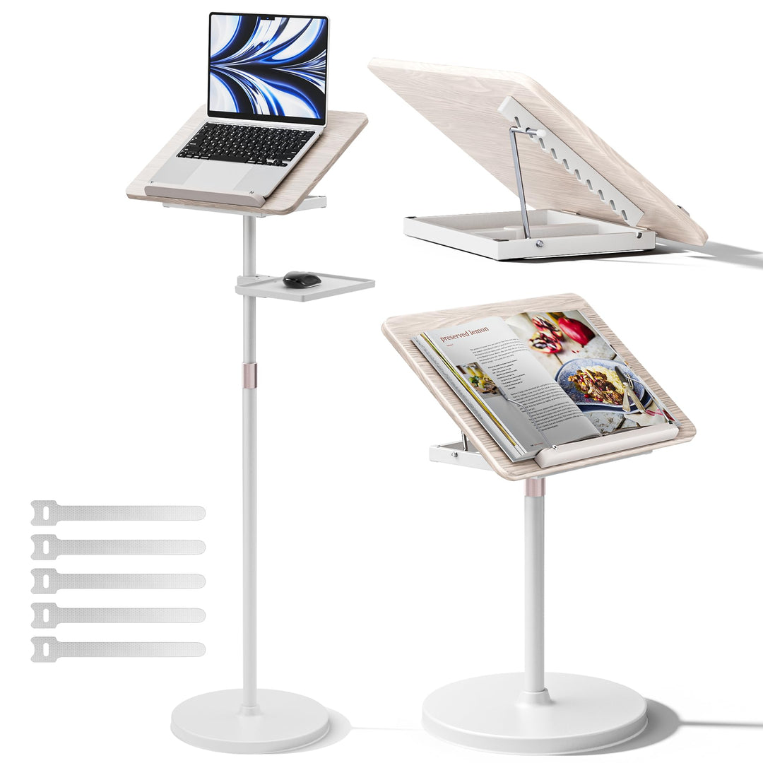 2-in-1 Verstellbarer Buchständer - Dual-Use Boden- und Tisch-Buchhalter, Höhenverstellbar 60 cm bis