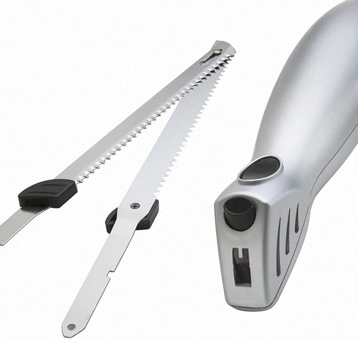 FISHTEC Easy Cut Plus Kabelloses Elektromesser mit Ladegerät und Holzständer zum Schneiden von Brot,