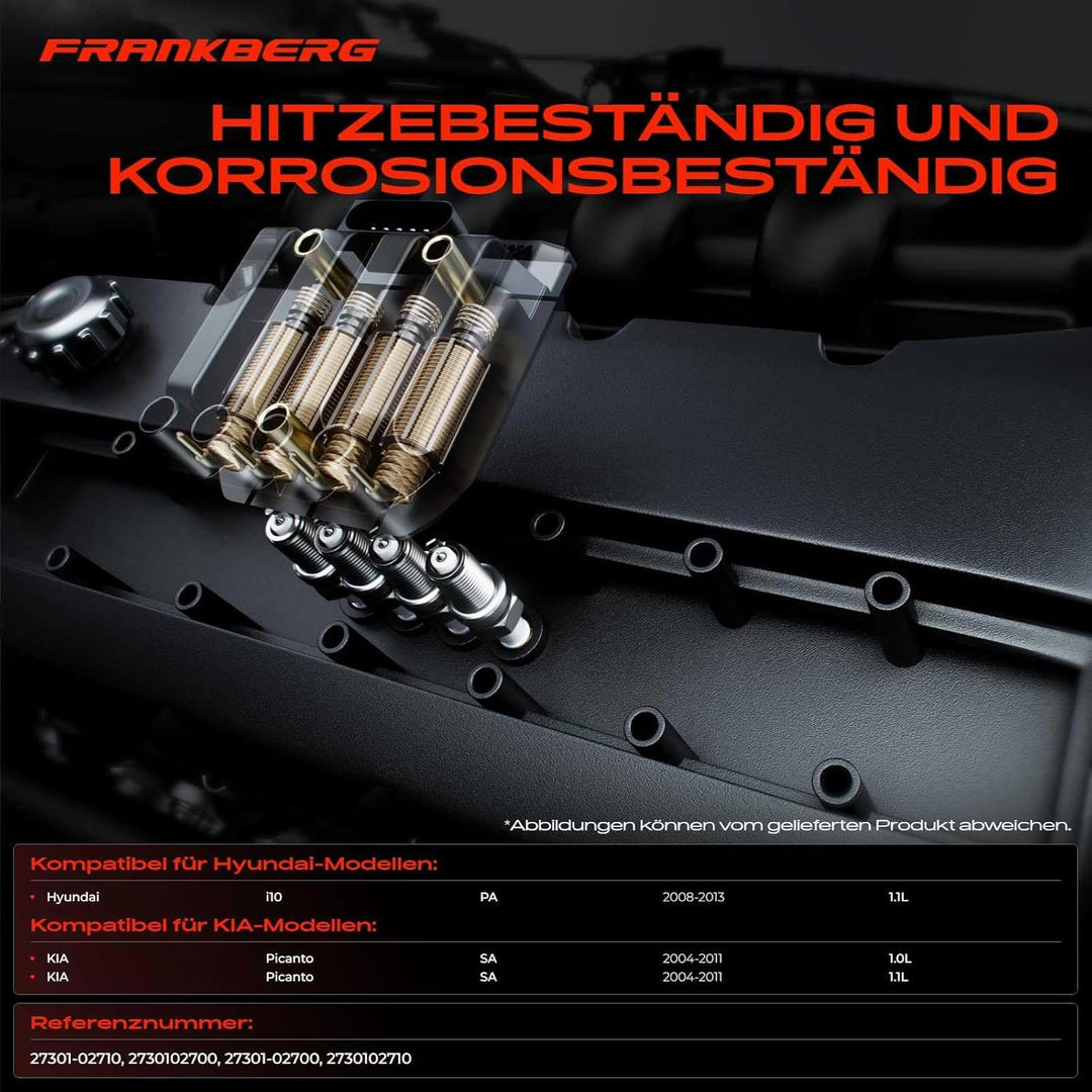 Frankberg Zündspule Zündmodul Kompatibel mit i10 PA 1.1L 2008-2013 Picanto BA 1.0L 2007-2011 Picanto