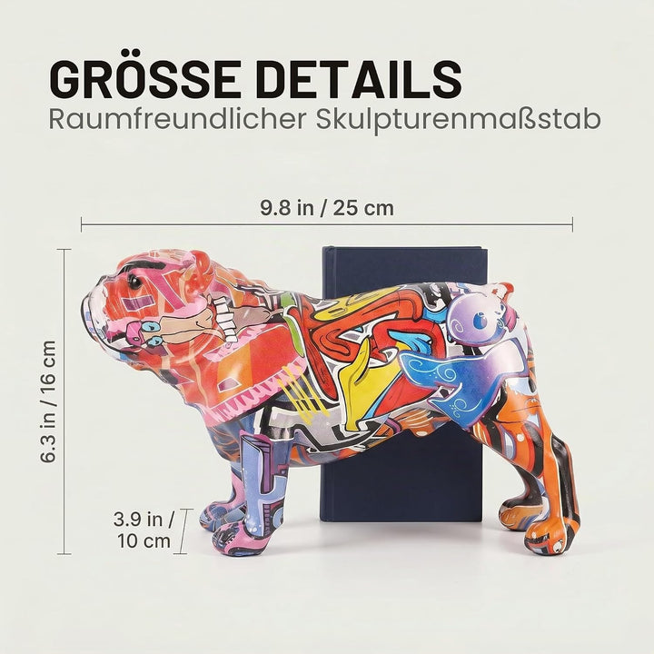 suruim Bunte englische Bulldogge Figuren, kreative Graffiti-Kunst, Moderne Dekoration für Zuhause, S