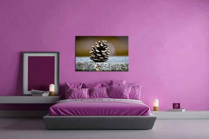 deyoli kleine Tannenzapfen im Format: 80x60 als Leinwandbild, Motiv fertig gerahmt auf Echtholzrahme