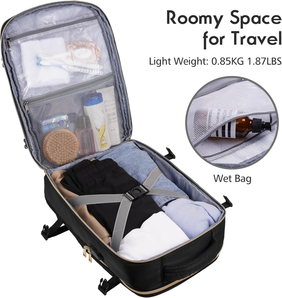 Reiserucksack mit 3 Packwürfeln,Rucksack Handgepäck Flugzeug, Ryanair Handgepäck 45x30x20, mit 17.3