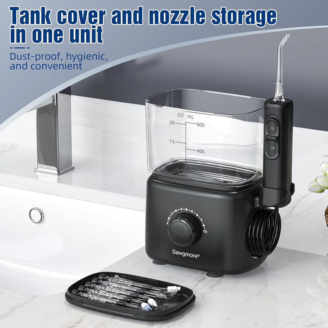 Munddusche, Sawgmore Elektrische Zahnzwischenraumreiniger mit 10 Einstellbaren Druckstufen, 600ml Fa