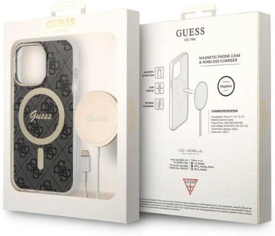 Guess Bündeln GUBPP13LH4EACSK Hülle und Ladegerät iPhone 13 Pro Schwarz Hard case 4G Print