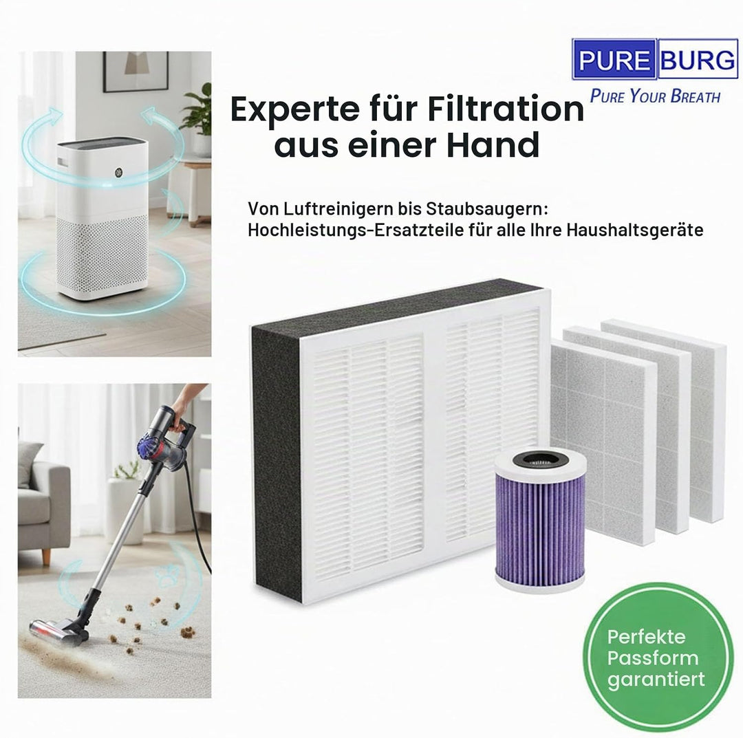 PUREBURG AP001 Ersatzfilter Kompatibel mit HERILIOS HS-AP001 &amp; TaoTronics TT-AP001 Luftreiniger,H13