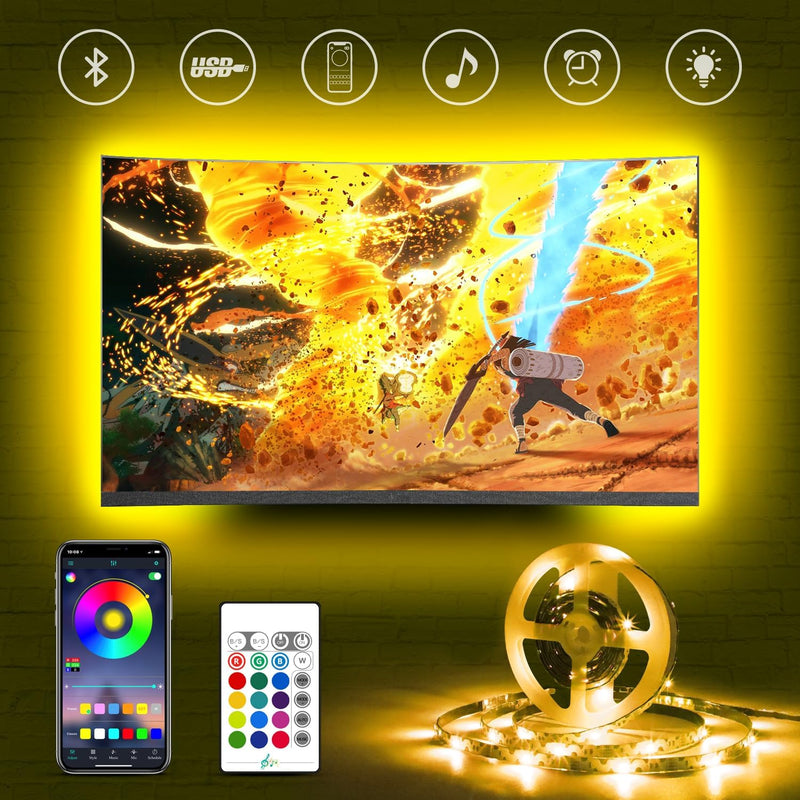 HAMLITE LED TV Hintergrundbeleuchtung für 50 55 Zoll Fernseher, 3.5m Bluetooth LED Strip,Farbwechsel