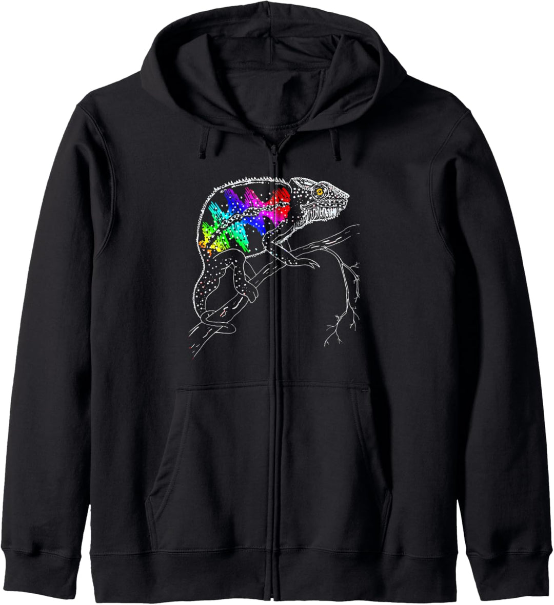 Regenbogen abstraktes Chamäleon auf Ast Kapuzenjacke