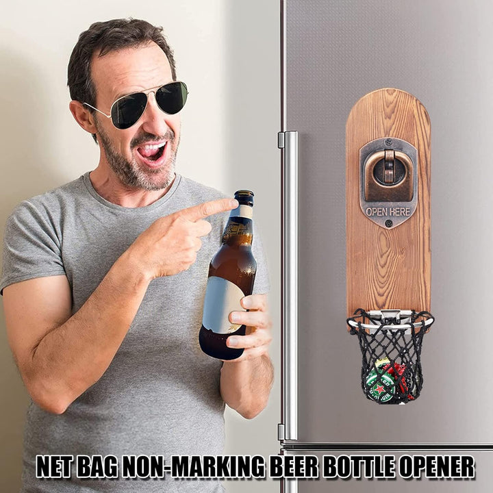 Bieröffner Wand mit Kronkorken Sammler, Magnetischer Flaschenöffner Wand, Wandflaschenöffner mit Auf
