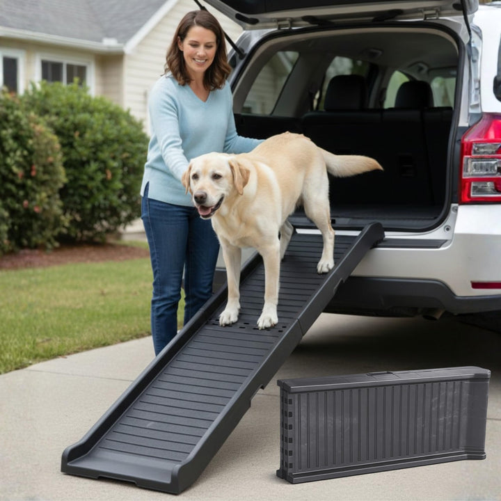 Hunderampe Auto Klappbar – 174 cm Lang & 38 cm Breit – rutschfeste Gummi Rampe für grosse Hunde – St