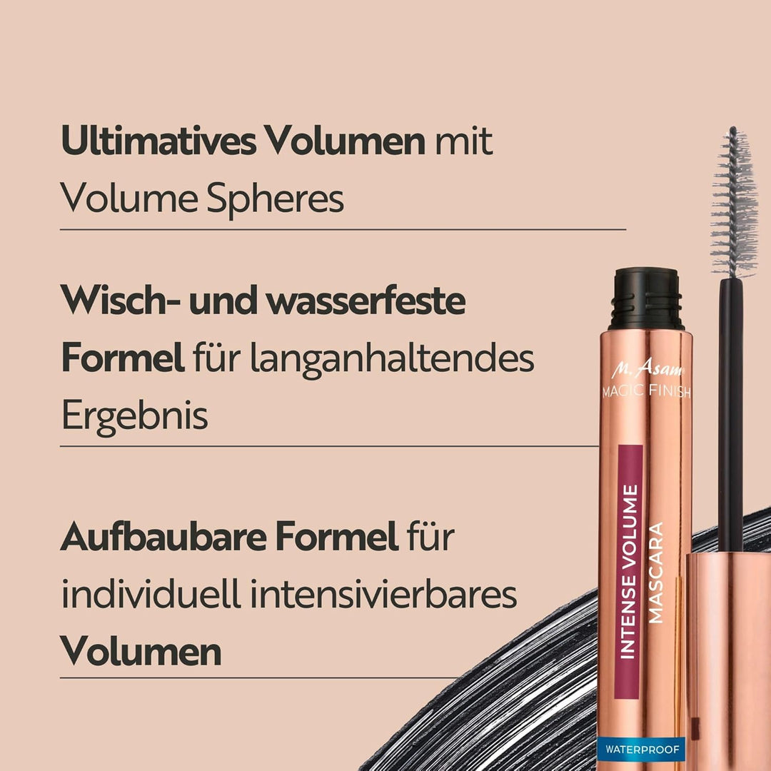 M. Asam MAGIC FINISH Intense Volume Mascara Waterproof (10ml) – Wasserfeste Wimperntusche Schwarz, L