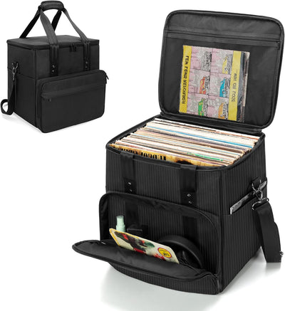 Trunab Rucksack Tasche Schallplatten, Wasserdichtes Nylon Tasche für Vinyl Record LPs Aufbewahrungsb