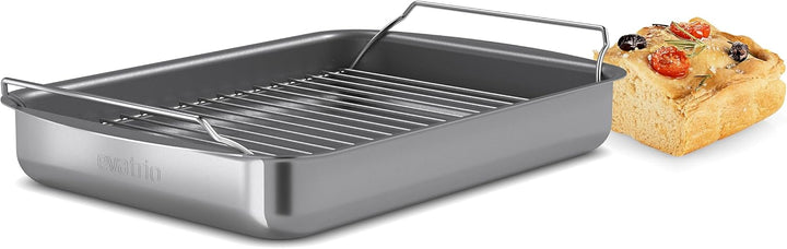 Eva Trio | Professionell Bräter mit Rost 35x25 cm keramischer Slip-Let®-Antihaftbeschichtung |Mit ih