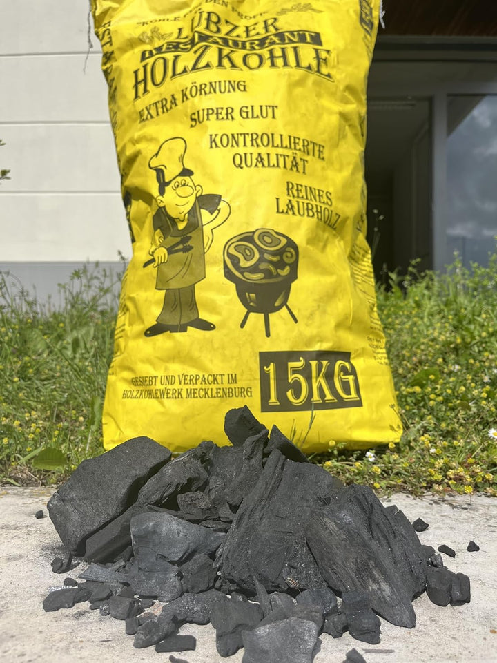 Favorit Grill-Holzkohle 15 kg (aus reinem Laubholz, extra grosse Körnung, langanhaltende Glut, Grill