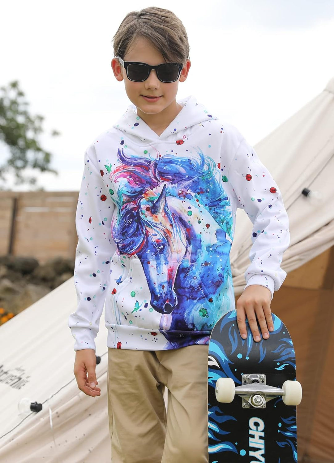 Fanient Kinder Junge Mädchen Hoodies 3D Drucken lebendige Tier Cartoon Grafik Sweatshirt Tasche Pull