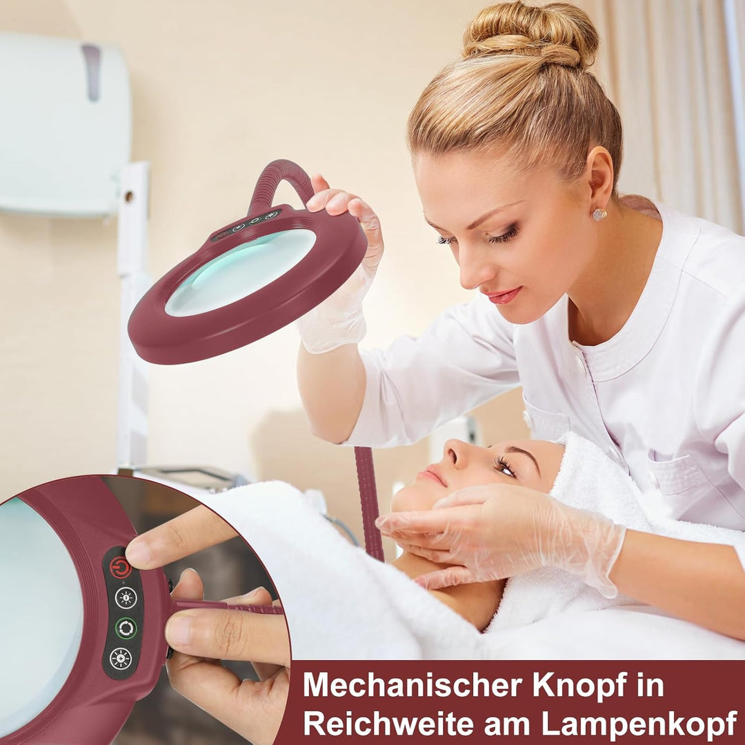 Veemagni 12X Echte Glaslinsen Lupe mit Licht und Ständer, 24" Flexible Schwanenhals-Lupe Stehlampe,