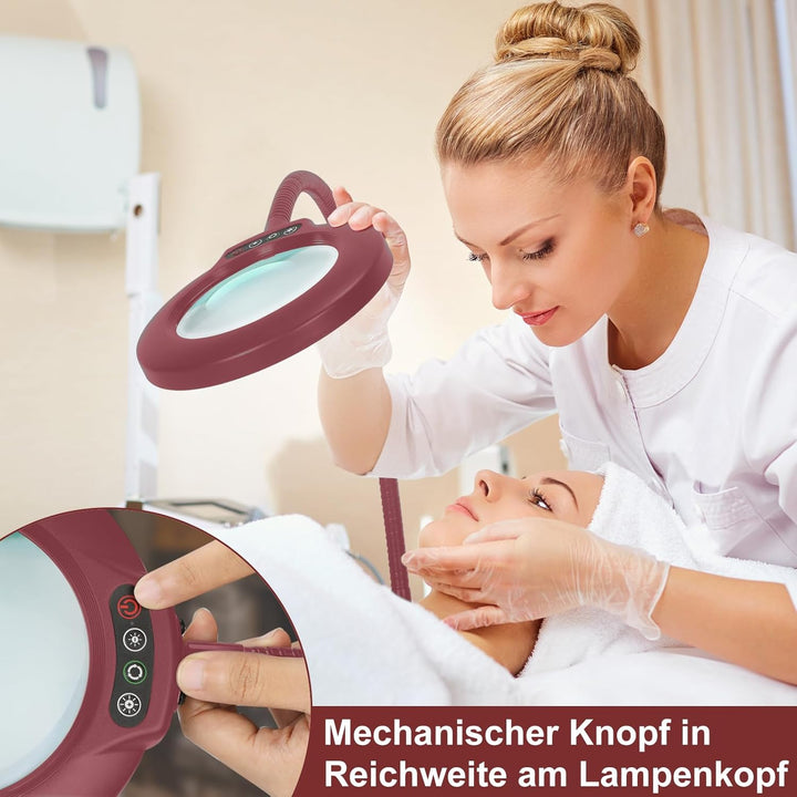 Veemagni 12X Echte Glaslinsen Lupe mit Licht und Ständer, 24" Flexible Schwanenhals-Lupe Stehlampe,