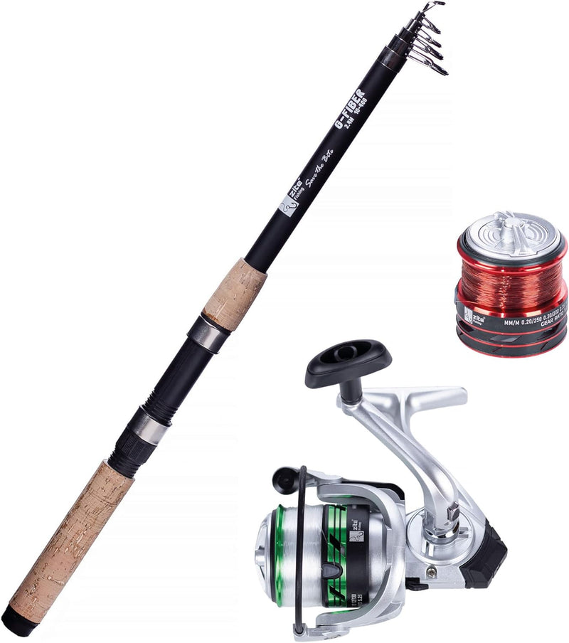 Zite Fishing Angelset Forelle - Forellen Combo Teleskop-Rute 2,40m & Angel-Rolle mit Schnur bespult