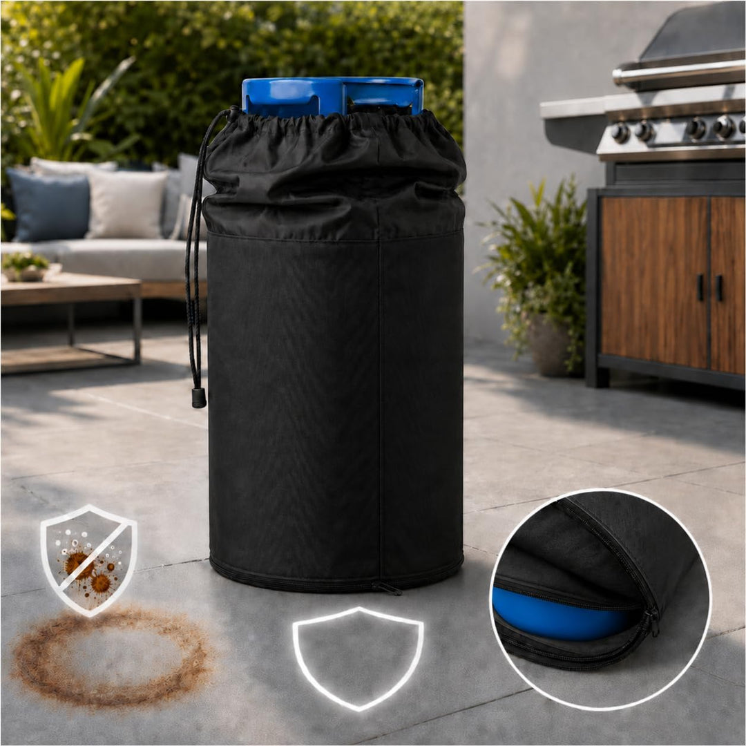 Gasflaschen Abdeckung 11 kg für Grill und Camping Gasflaschenhülle mit Kordelzug Reissverschluss sta