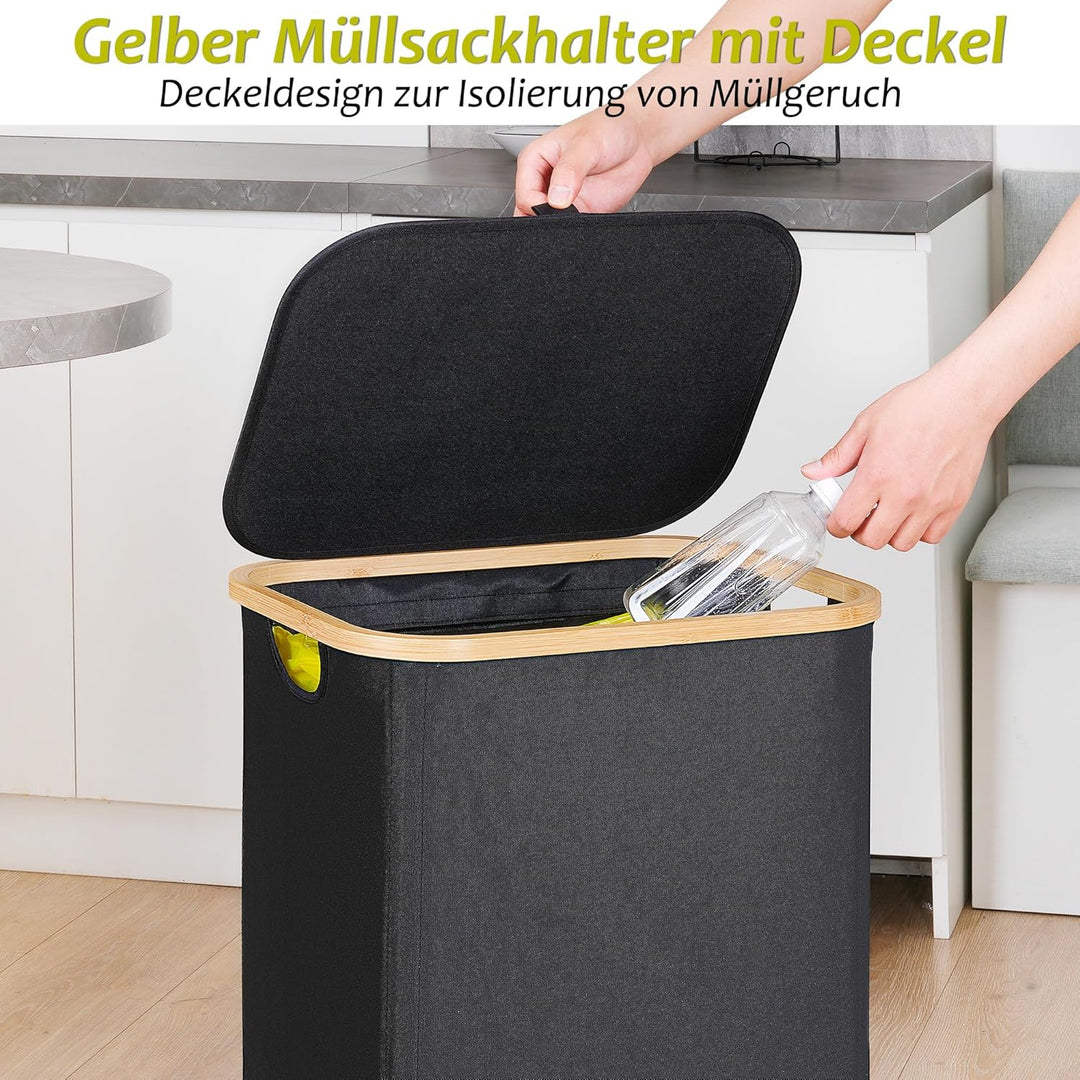 efluky Gelber Sack Ständer 100L, Mülleimer mit Deckel, Müllsackständer für Gelbe Säcke, Leichte Entn