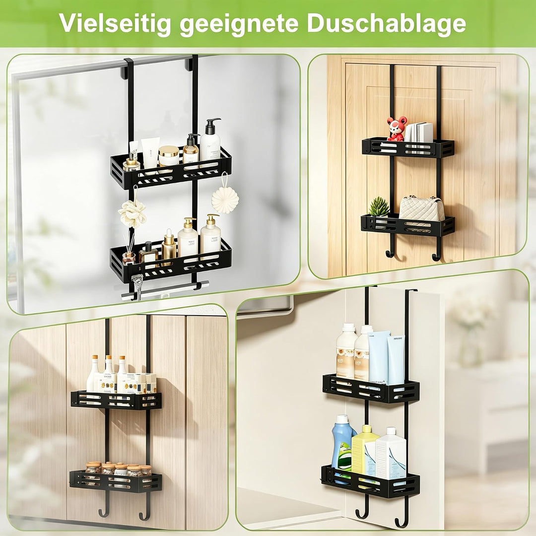 Wisfame Duschablage zum Hängen, Duschregal Ohne Bohren Schwarz Matt Schwarz 66 cm in height, Matt Sc