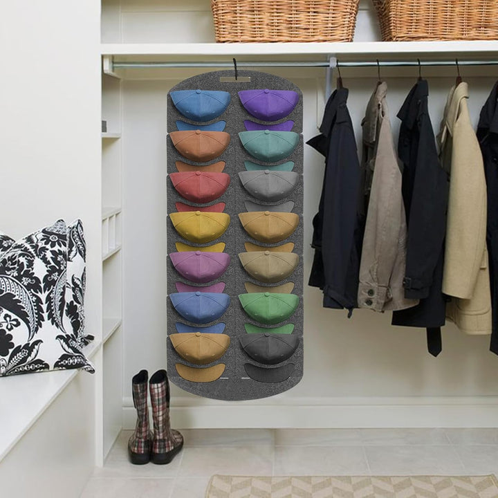 ENLACE Baseball Kappen Halterung, Doppelte Reihe Faltbar Cap Halterung Wand mit 14 Taschen, Baseball