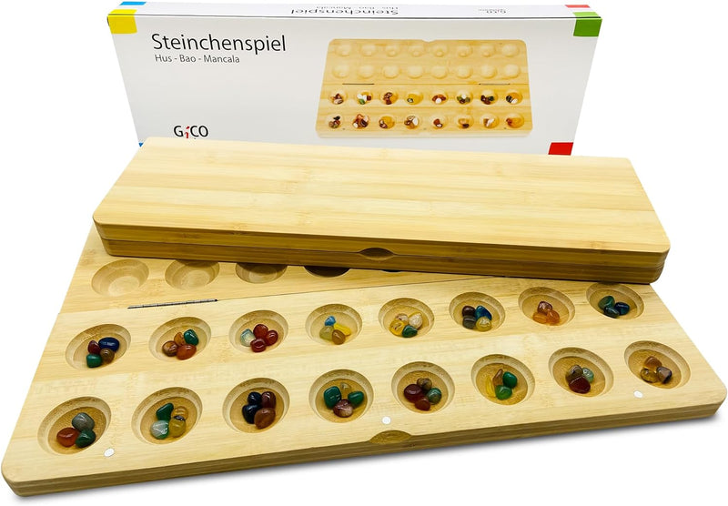 GICO Steinchenspiel Hus Bao gross aus Holz mit Edelsteinen. Das Strategiespiel für Jung und Alt beka