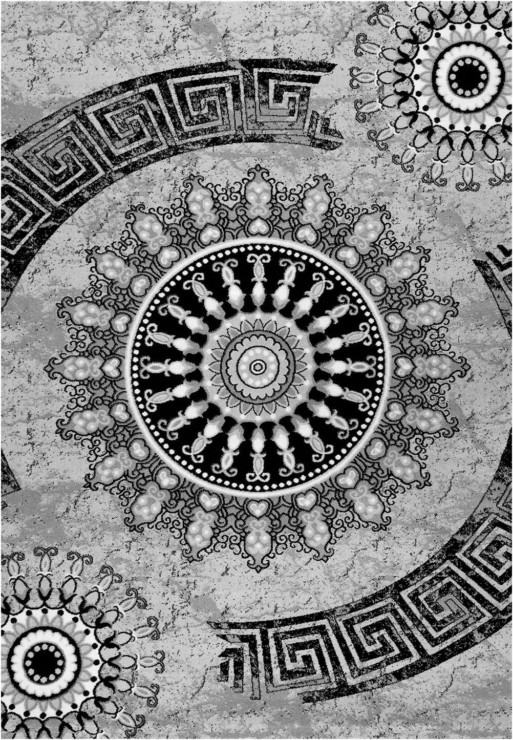 VIMODA Teppich kurzflor Klassisch Orient Design Vintage Mandala Dunkelbraun Grau Anthrazit, für Wohn
