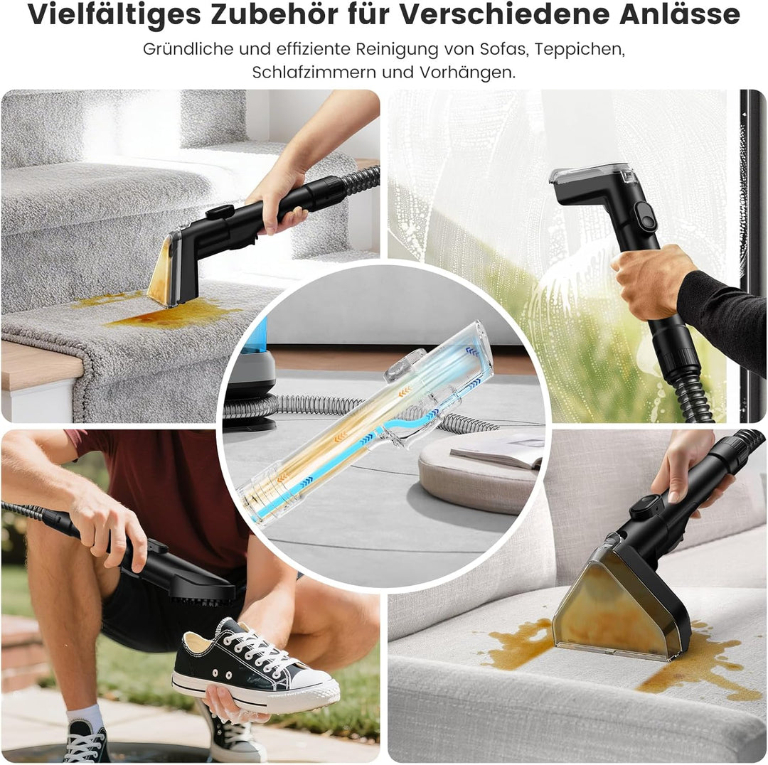 Kitcanis Polsterreiniger Gerät Nasssauger Waschsauger - 17KPa 600W 78dB Teppich und Polsterreiniger