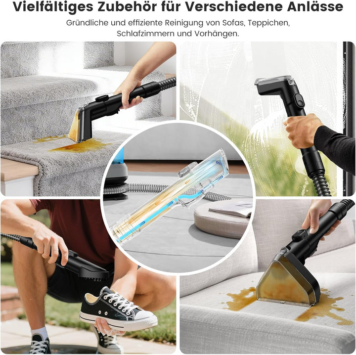 Kitcanis Polsterreiniger Gerät Nasssauger Waschsauger - 17KPa 600W 78dB Teppich und Polsterreiniger