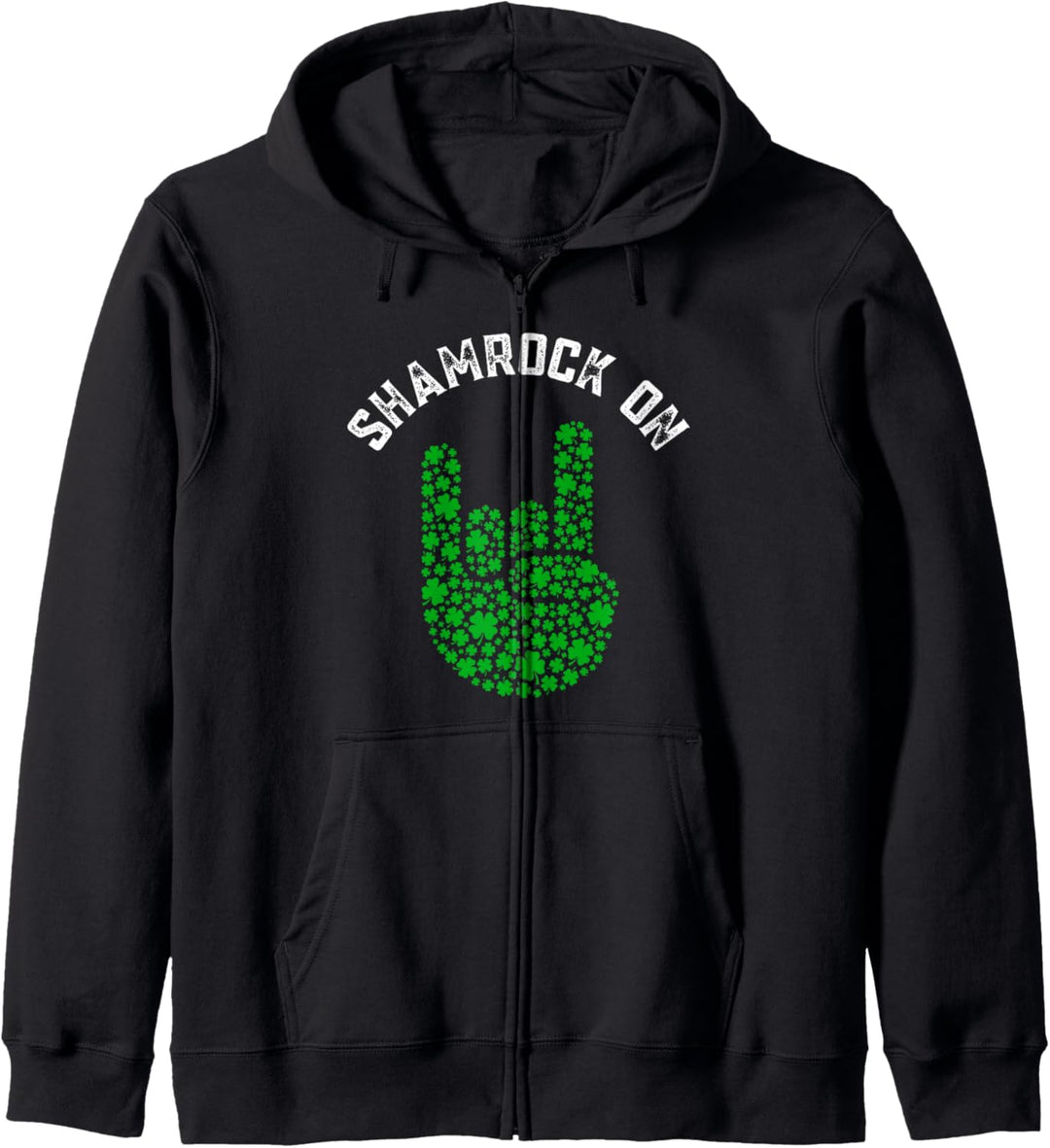 Metalhead St. Patrick's Day Shamrock Rock auf Handzeichen Kapuzenjacke
