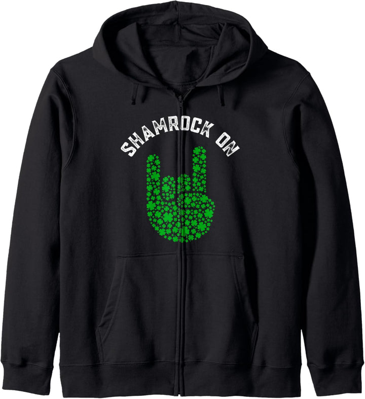 Metalhead St. Patrick's Day Shamrock Rock auf Handzeichen Kapuzenjacke