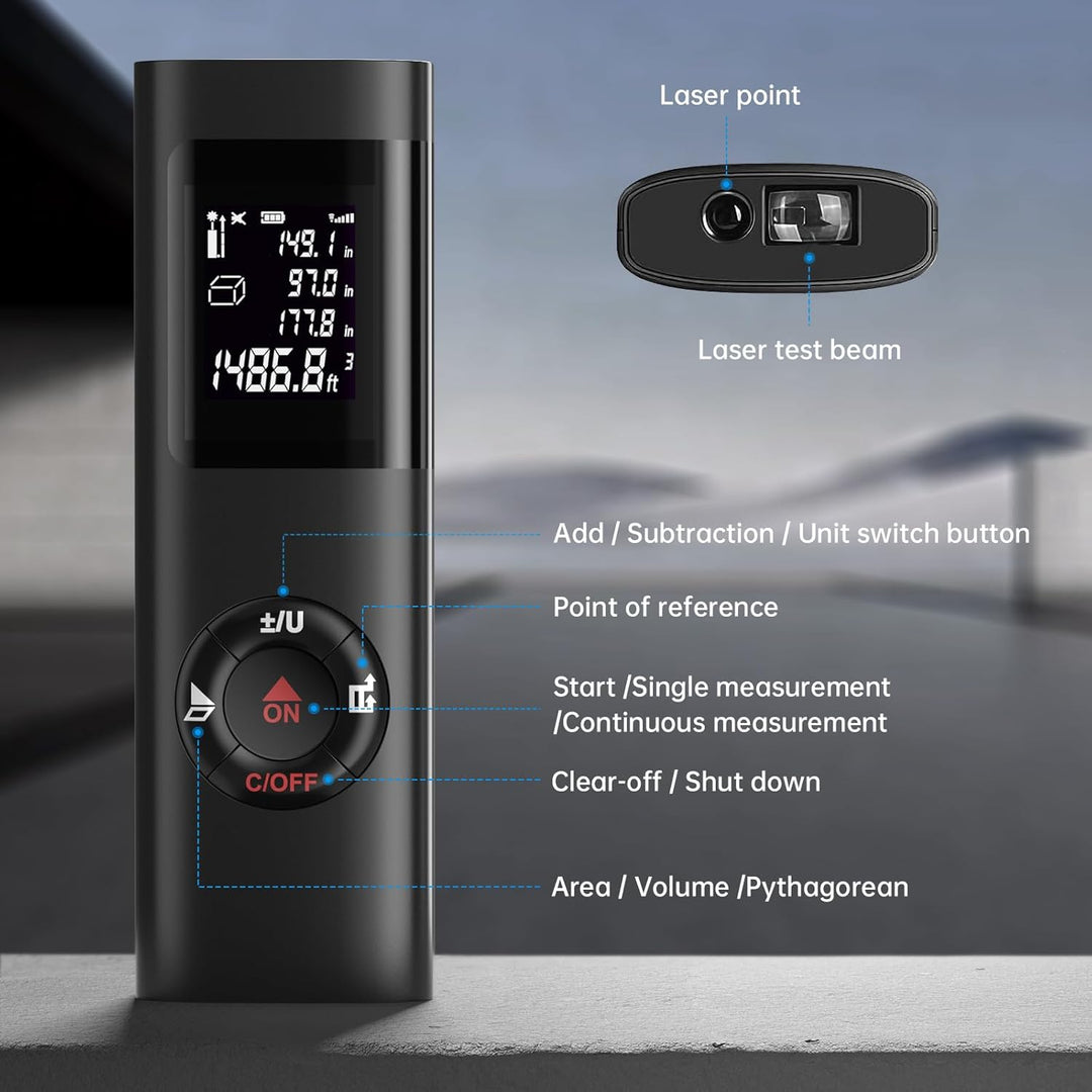 Laser Entfernungsmesser, IPSXP 60M 196Ft USB Aufladbar Laser Digital Distanzmessgerät, Tragbares Dis