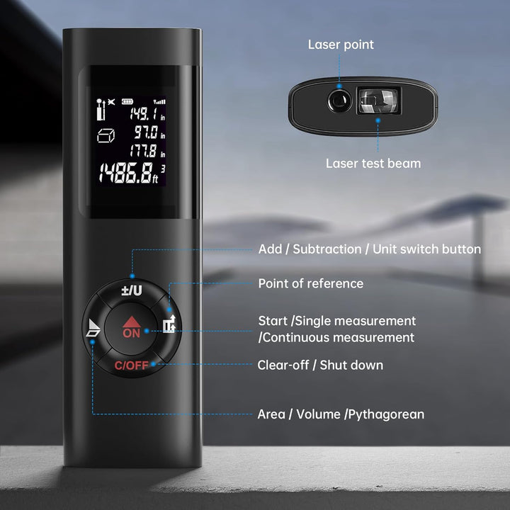 Laser Entfernungsmesser, IPSXP 60M 196Ft USB Aufladbar Laser Digital Distanzmessgerät, Tragbares Dis