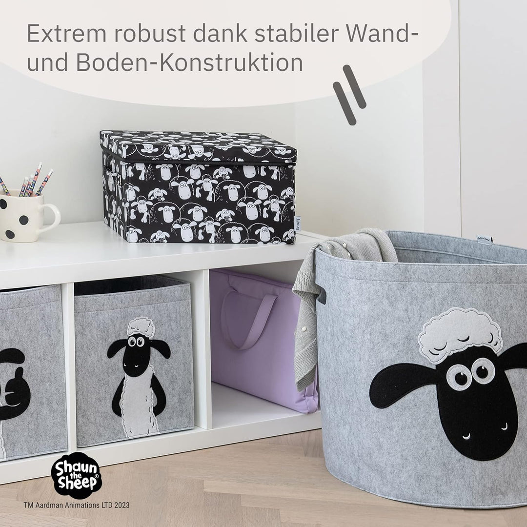 LIFENEY meets Shaun das Schaf Aufbewahrungsbox mit Deckel für Kinder – Box mit dem kultigen Schaf zu