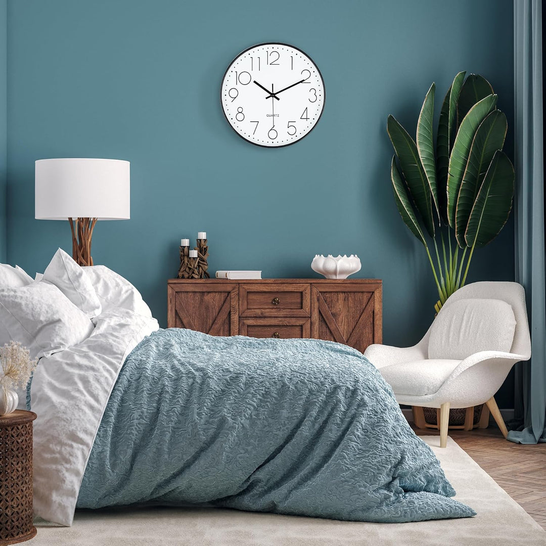 Lafocuse 3D Ziffern Lautlos Wanduhr Schwarz, 30cm Modern Leicht Ablesbar Küchenuhr, Ohne Tickgeräusc