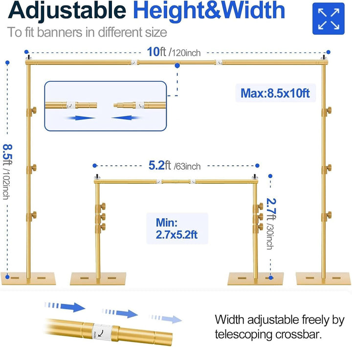EMART Foto Hintergrund Ständer mit Stahlsockel, 2,6m x 3m Verstellbarer Hintergrundsystem, Hintergru