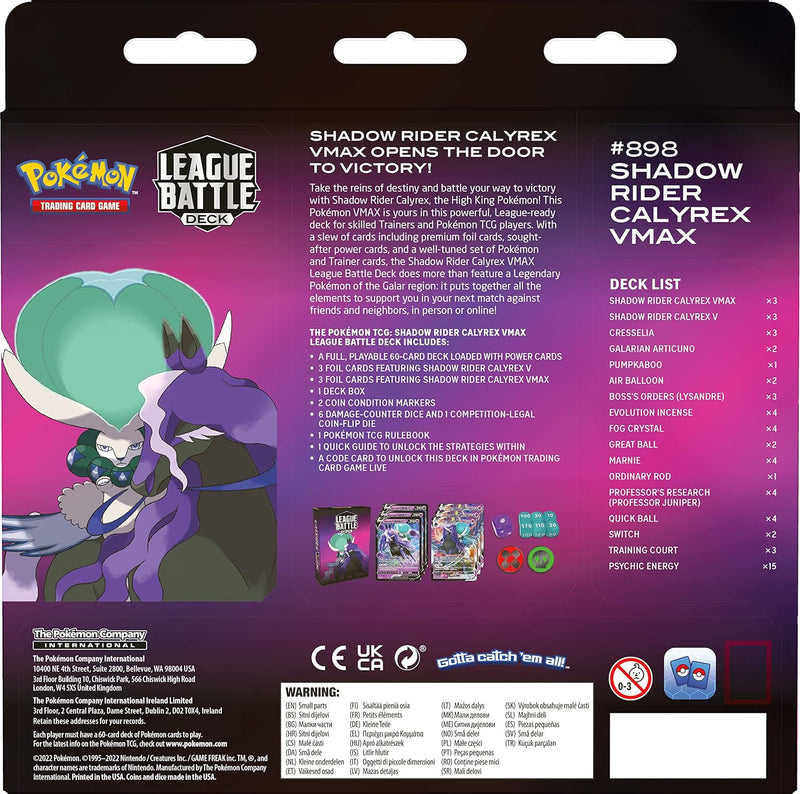 Pokémon TCG: Shadow Rider Calyrex VMAX League Battle Deck (60 Karten Ready to Play Deck, 3 Folien-V-