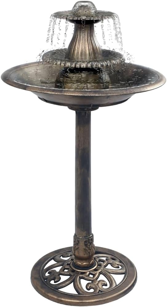 vidaXL Vogelbad mit Springbrunnen Vogeltränke Wasserschale Vogel Tränke Bad Gartenbrunnen Gartendeko