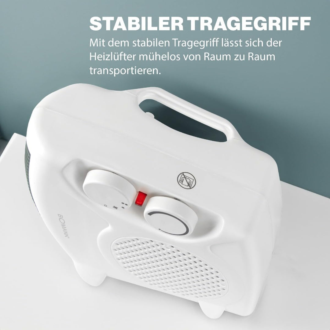 Bomann® mobiler &amp; kompakter Heizlüfter | Heizlüfter 2000W &amp; 1000W | Heizkörper mit Ventilatorfunktio