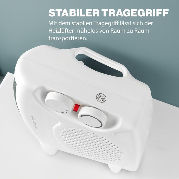 Bomann® mobiler &amp; kompakter Heizlüfter | Heizlüfter 2000W &amp; 1000W | Heizkörper mit Ventilatorfunktio