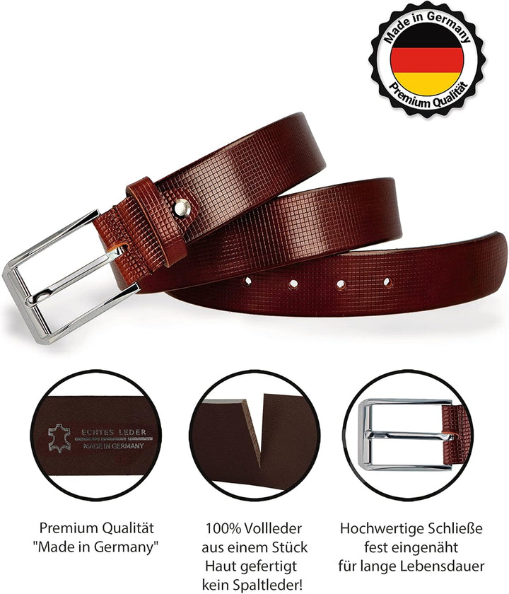 Business Ledergürtel Herren inkl. Geschenkbox Made in Germany - Echt Leder Gürtel Anzug 35mm 100 Kas
