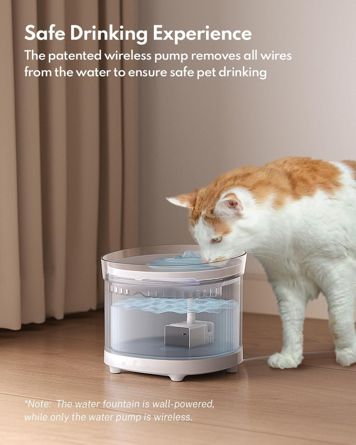 Homerunpet Katzenbrunnen, Ultra Leiser und BPA-Freier Trinkbrunnen für Katze mit Drahtlose Wasserpum