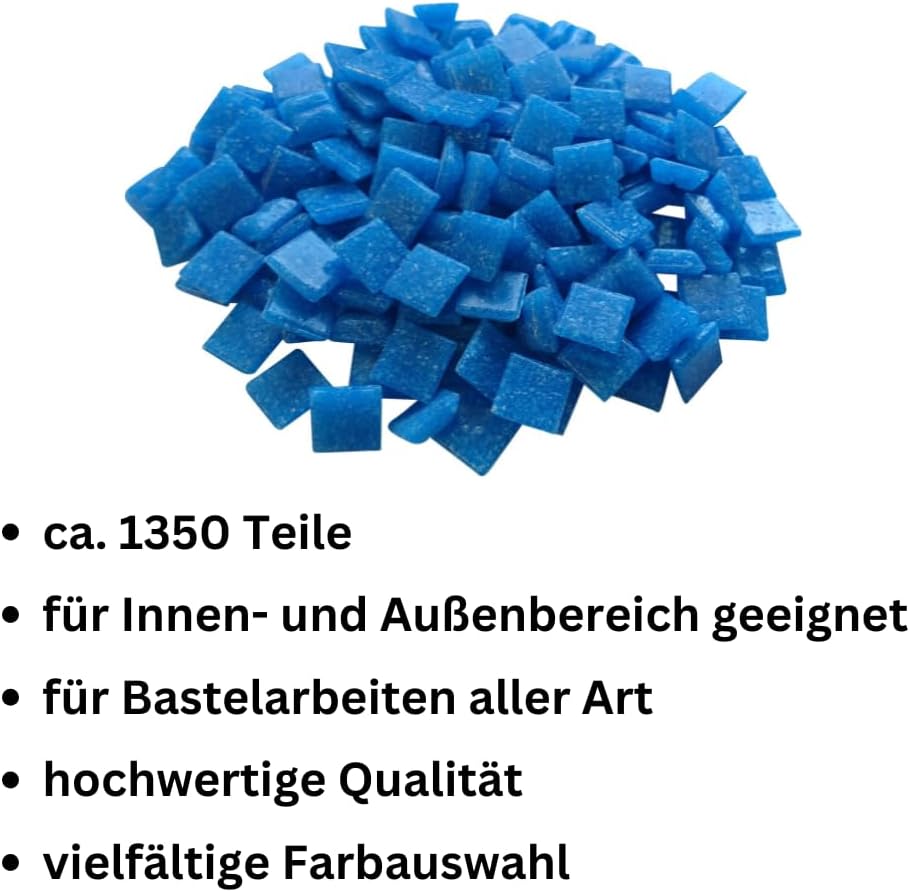 Glasmosaik 900g – Blaue Glassteine zum Basteln & DIY – Bastelset mit Mosaiksteinen für Erwachsene &