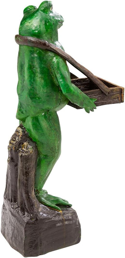 aubaho Figur Frosch Gartenfigur Kundenstopper Ständer Visitenkarten Skulptur Gusseisen